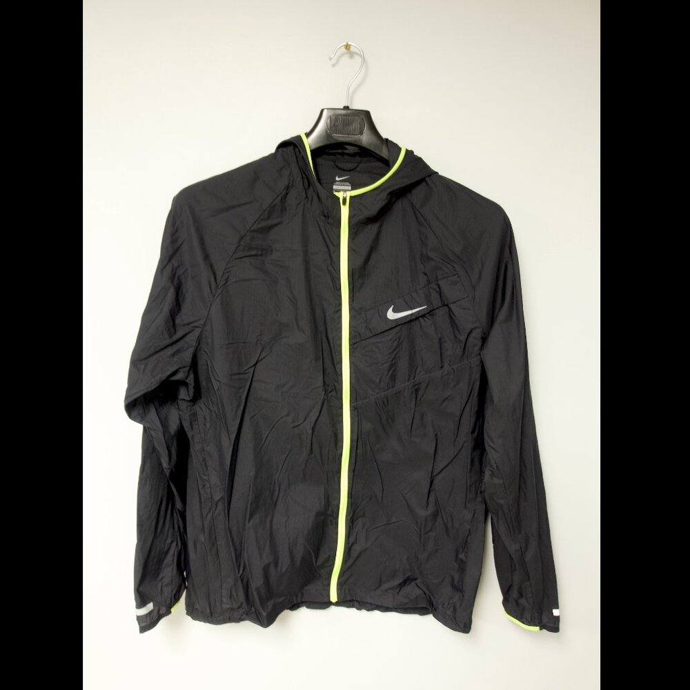 XL Nike Active Wear Jacket Black with Electric Green Trim